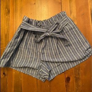 High Waisted Striped tie shorts